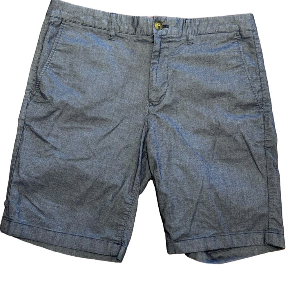 Bonobos Mens Size 33 Blue Chambray Flat Front Shorts 9 inch Inseam